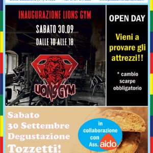 30 SET- INAUGURAZIONE PALESTRA! – DEGUSTAZIONE TOZZETTI!