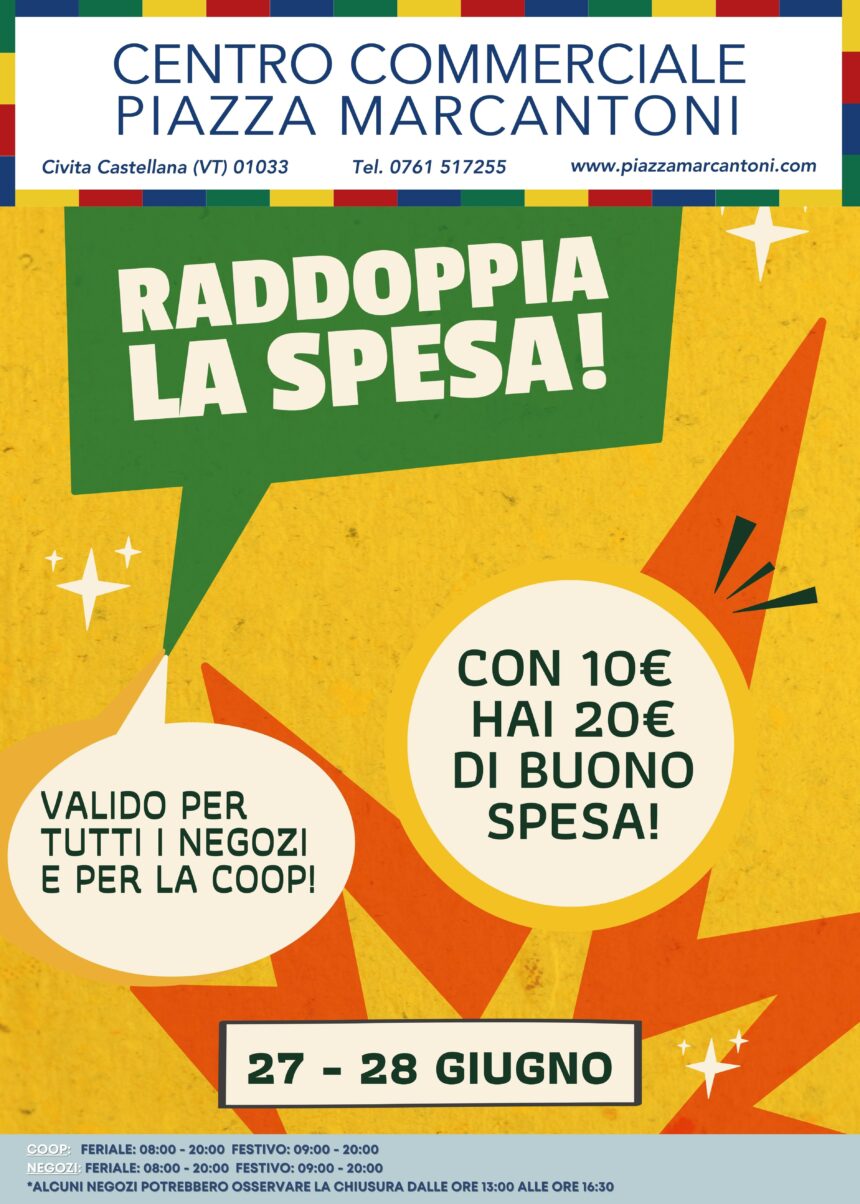 Raddoppia la spesa con i buoni di #PiazzaMarcantoni! Raddoppia la spesa con i buoni di #PiazzaMarcantoni!